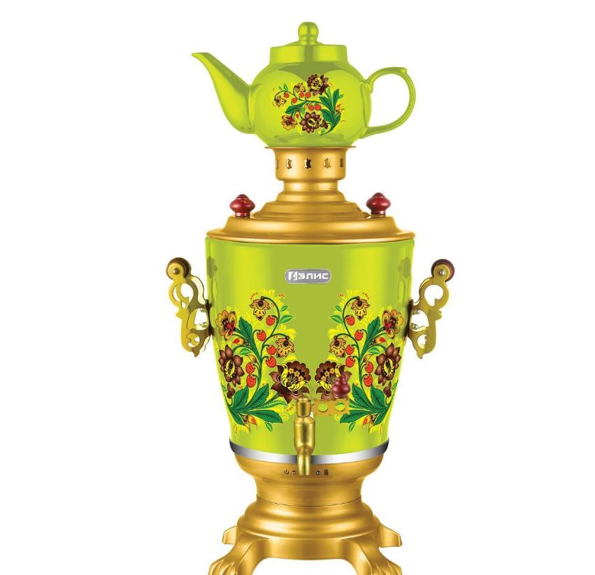 Изображение Электрический самовар Элис ЭЛ-4023 (4 л /2200 Вт /зеленый, золотистый)