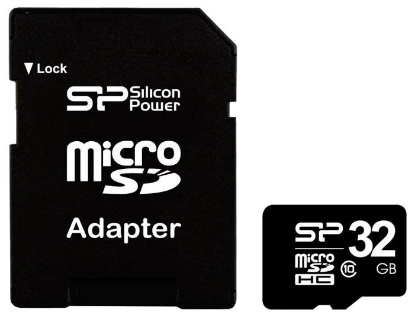 Изображение Карта памяти Silicon Power MicroSDHC Class 10 32 Гб адаптер на SD SP032GBSTH010V10-SP