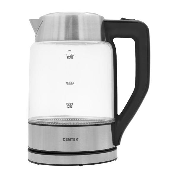 Изображение Электрический чайник CENTEK CT-0033 (2200 Вт/1,7 л /стекло/прозрачный, серебристый)