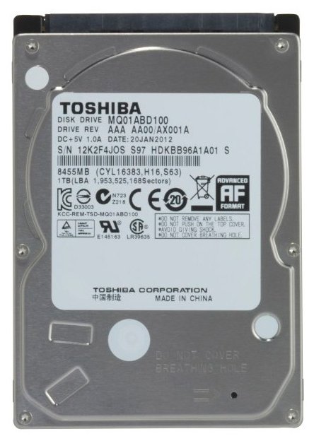 Изображение Жесткий диск 2.5" 1000 ГБ Toshiba MQ01ABD100 , 5400 rpm, 8 МБ