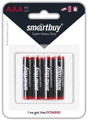 Изображение Батарейка SmartBuy R03/4B (SBBZ-3A04B) (AAA (R03,286,LR03) 1,5 В  солевая)