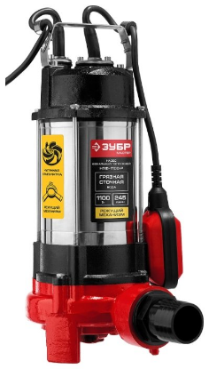 Изображение Погружной фекальный ЗУБР НПФ-1100-Р 1100 Вт  15 м грязная)