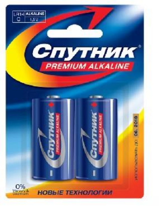 Изображение Батарейка Спутник LR14/2B PREMIUM ALKALINE (C (R14,LR14,А343) 1,5 В  щелочная (алкалиновая))