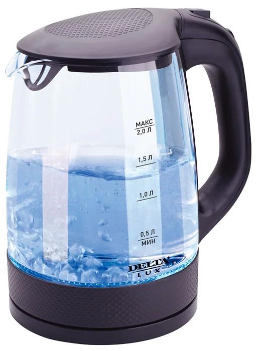 Изображение Электрический чайник DELTA LUX DL-1058B (2200 Вт/2 л /стекло, пластик/черный)