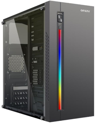 Изображение Корпус Ginzzu D370 RGB (mATX, Mini-ITX, черный, без БП)/()