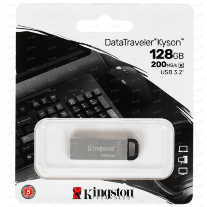 Изображение USB flash Kingston DataTraveler Kyson,(USB 3.2/128 Гб)-серебристый ()