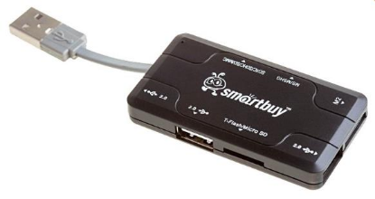 Изображение Карт-ридер SmartBuy SBRH-750-K + USB HUB черный ()