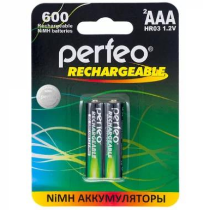 Изображение Аккумулятор Perfeo AAA600MAH-2BL (AAA (R03,286,LR03) 1,2 В 600 мА*час Ni-Mh)