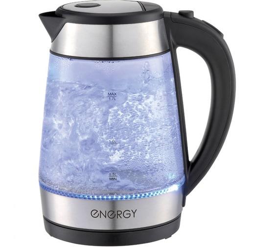 Изображение Электрический чайник Energy E-254 (2200 Вт/1,7 л /стекло, пластик/черный, серебристый)