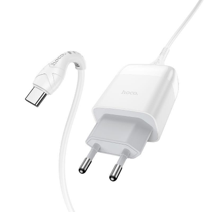 Изображение Сетевое зарядное устройство Hoco C72Q + Кабель Type-C белый