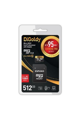 Изображение Карта памяти Digoldy MicroSDXC Extreme Pro Class 10 512 Гб адаптер на SD