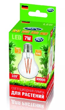 Изображение REV 32416 4 GARDEN для ускорения роста растений А60 E27 7W FILAMENT 575-650Нм