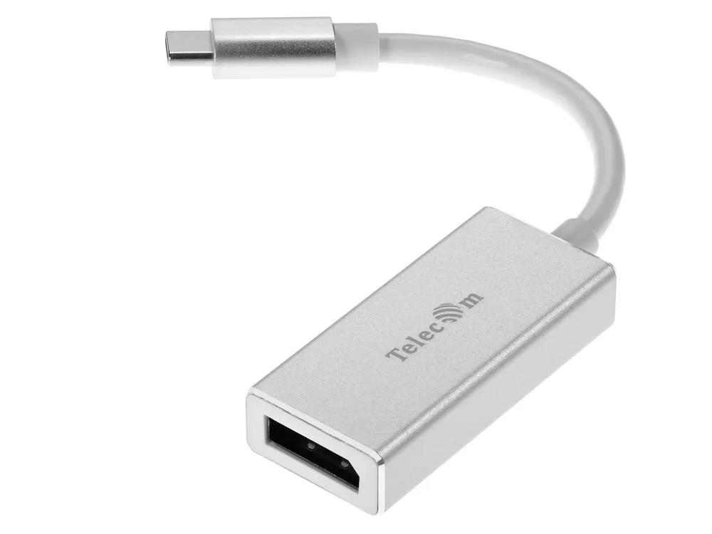 Изображение Кабель Telecom TUC035 USB Type-C-DisplayPort (серый металлик) (0,1 м)