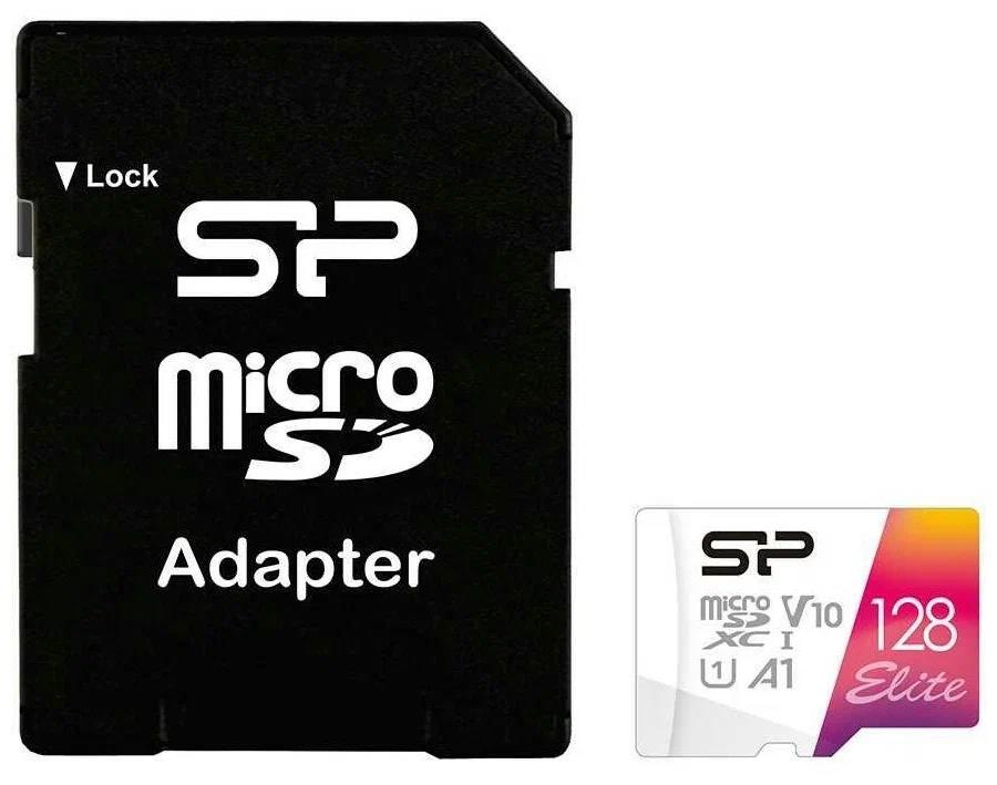 Изображение Карта памяти Silicon Power MicroSDXC Elite Class 10 128 Гб адаптер на SD SP128GBSTXBV1V20SP