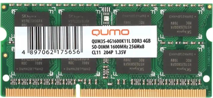 Изображение Оперативная память 4 GB DDR3 Qumo QUM3S-4G1600K11R (12800 МБ/с, 1600 МГц, CL11)