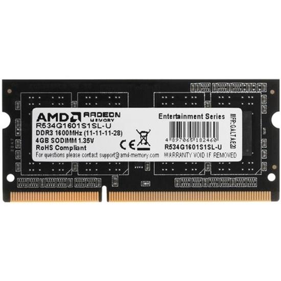 Изображение Оперативная память 4 GB DDR3 AMD Radeon R5 Entertainment Series (12800 МБ/с, 1600 МГц, CL11)