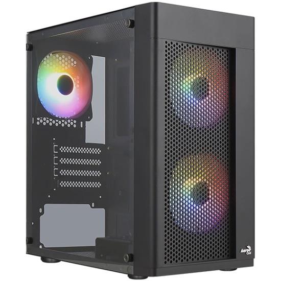 Изображение Корпус AeroCool HEXFORM-G-BK-v2 (mATX, Mini-ITX, черный, без БП)/(4711099471799)