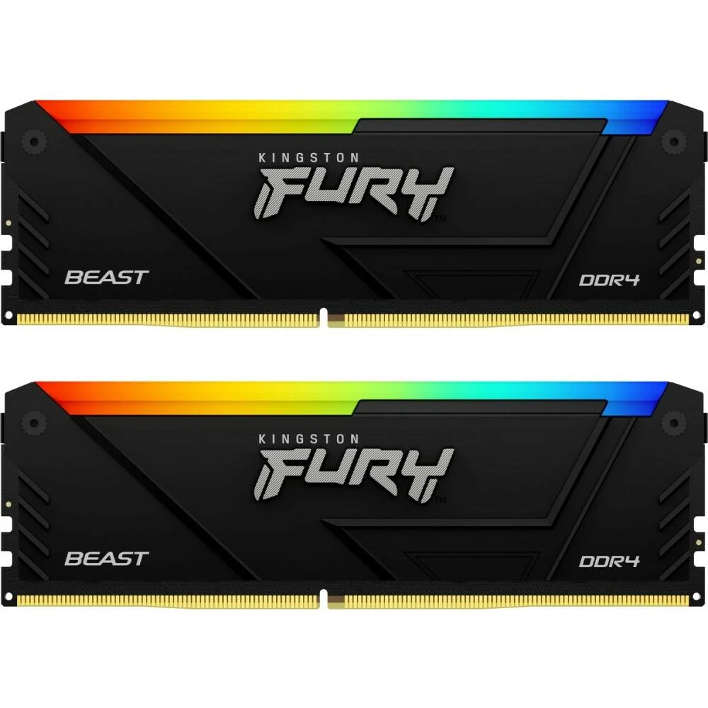 Изображение Оперативная память 2x16 GB DDR4 Kingston Fury Beast RGB (25600 МБ/с, 3200 МГц, CL16)