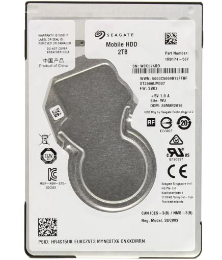 Изображение Жесткий диск 2.5" 2000 ГБ Seagate Mobile, 5400 rpm, 128 МБ