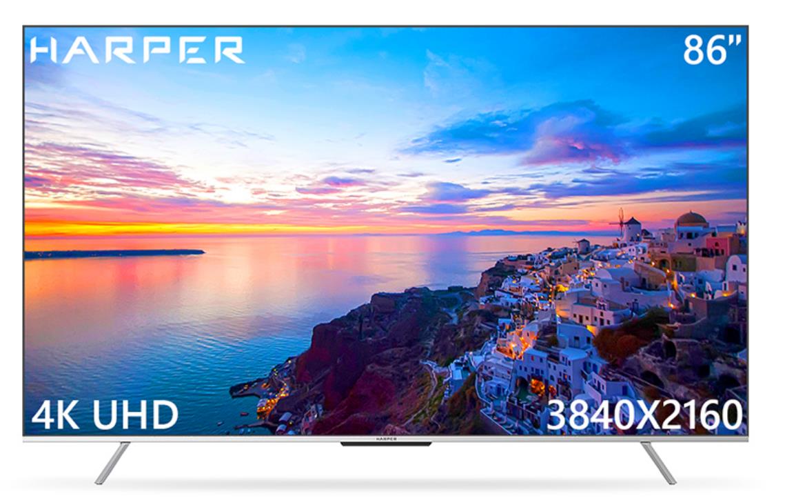 Изображение Телевизор Harper 86U770TS 86" HDR, 4K Ultra HD Smart TV серебристый, черный