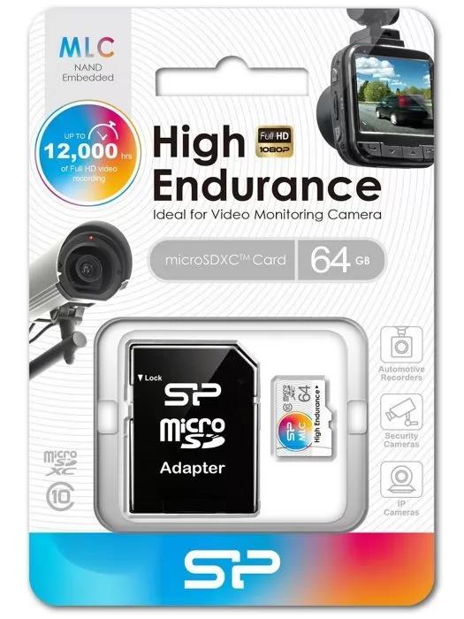 Изображение Карта памяти Silicon Power MicroSDXC High Endurance Class 10 64 Гб адаптер на SD SP064GBSTXIU3V10SP