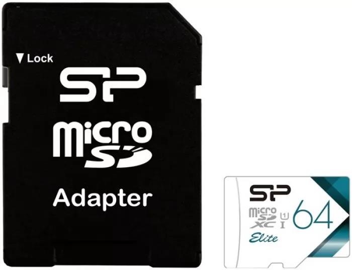 Изображение Карта памяти Silicon Power MicroSDXC Elite Class 10 64 Гб адаптер на SD SP064GBSTXBU1V21SP