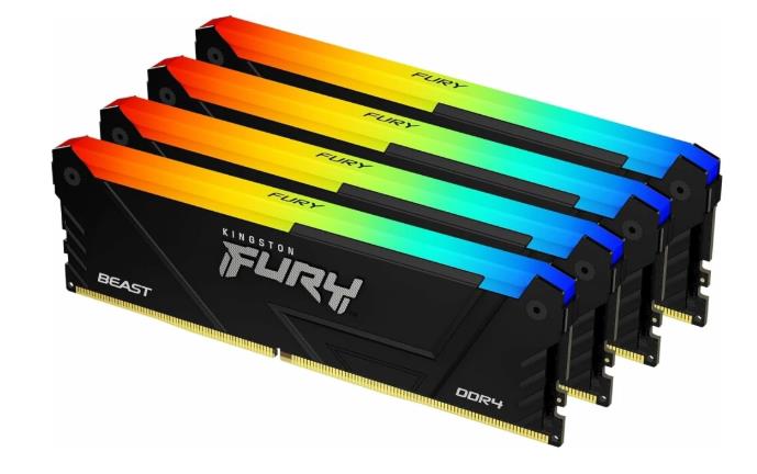 Изображение Оперативная память 4x16 GB DDR4 Kingston Fury Beast Black RGB (25600 МБ/с, 3200 МГц, CL16)