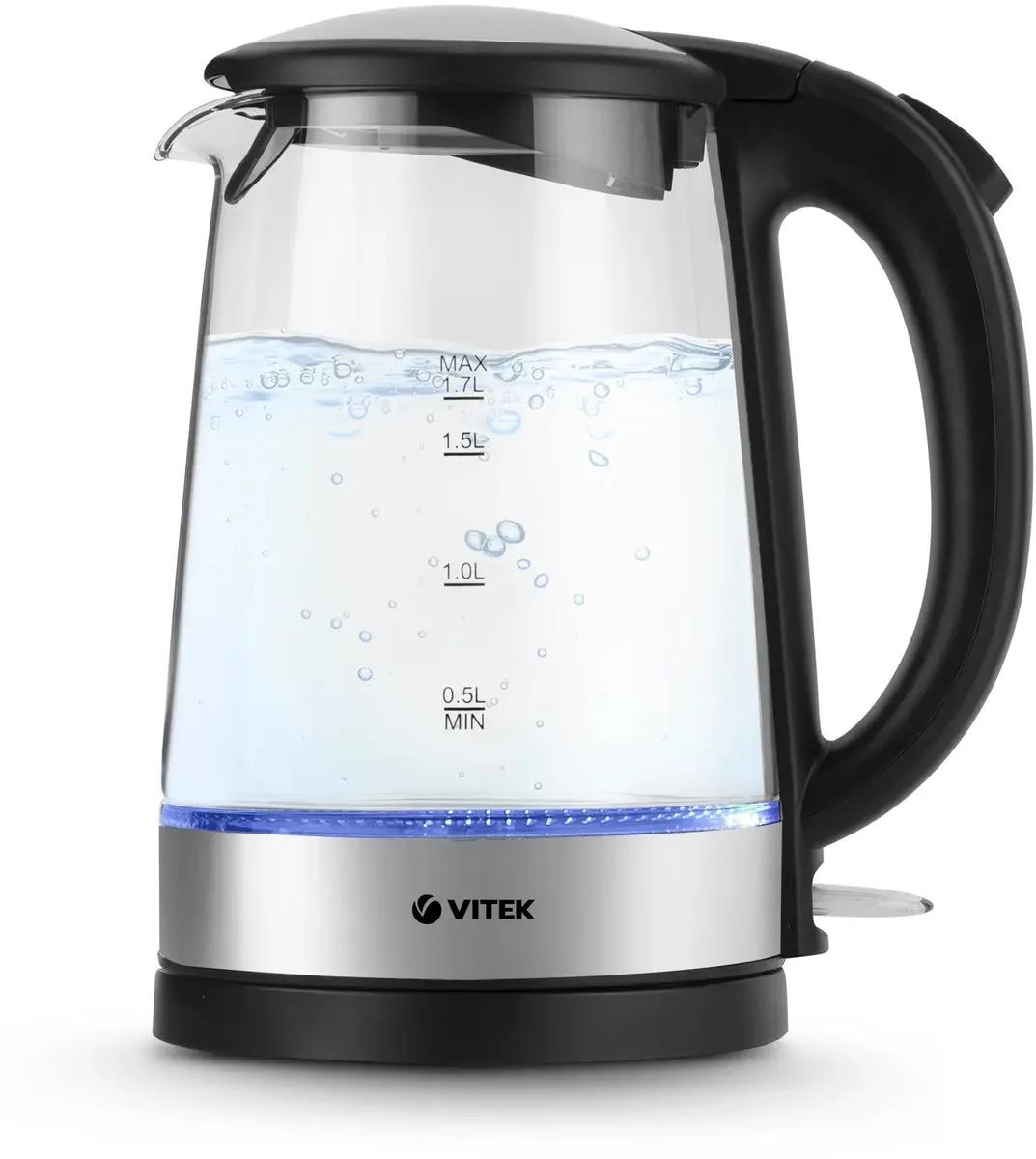 Изображение Электрический чайник VITEK VT-8807 (2200 Вт/1,7 л /стекло, металл/серебристый)