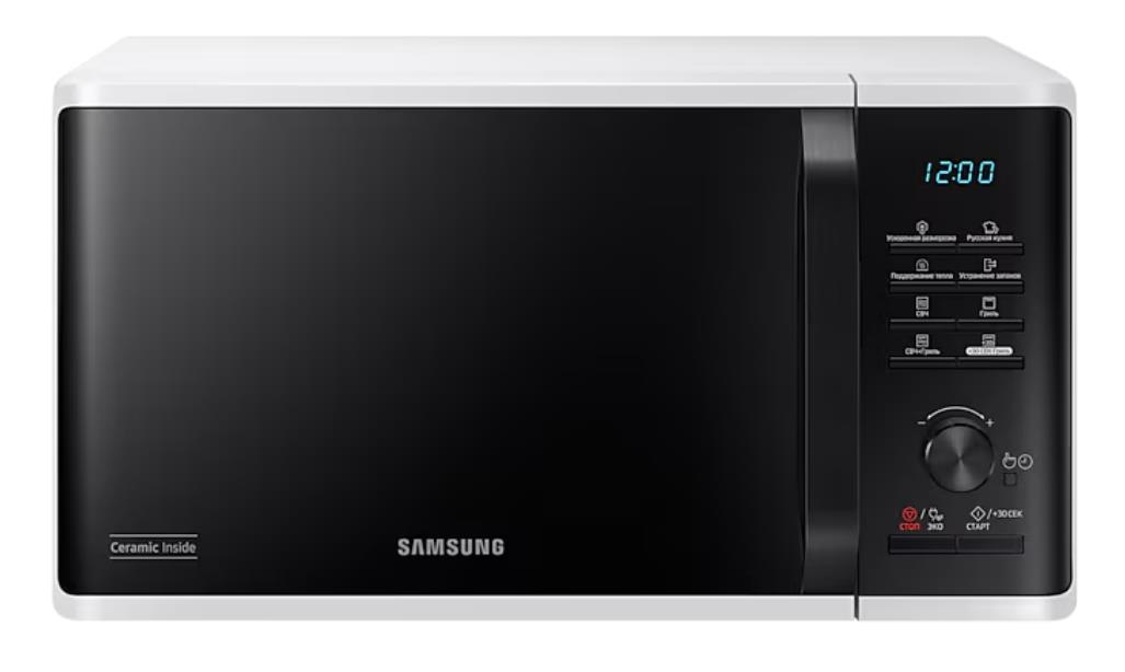 Изображение Микроволновая печь Samsung MG23K3515AW/BW (800 Вт  23 л  Гриль  черный, белый)