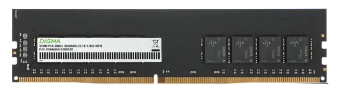 Изображение Оперативная память 1x32 GB DDR5 Digma DGMAD43600032D (28800 МБ/с, 3600 МГц, CL18)