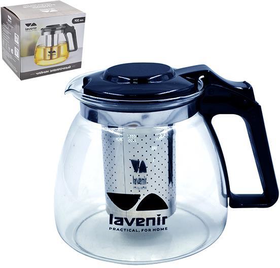 Изображение Чайник заварочный LAVENIR 8041-900BLK (102271) (черный, прозрачный/0,9 л )