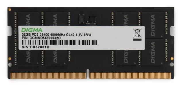 Изображение Оперативная память 1x32 GB DDR5 Digma DGMAS54800032D (38400 Мб/с, 4800 МГц, CL40)