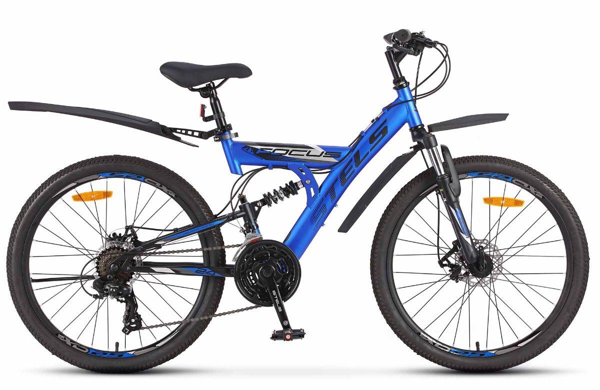 Изображение Велосипед Stels Focus MD 24" 18-sp V010 (м) (черный, синий/24 "/16.0 ")-2022 года EP-00005972/X0000001302
