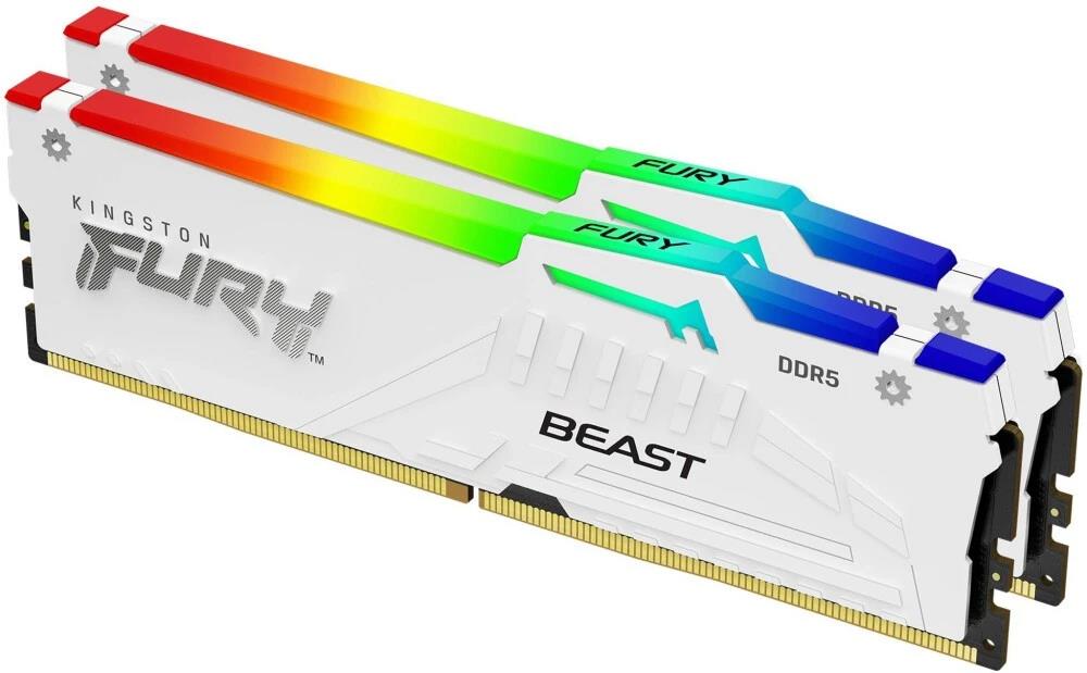 Изображение Оперативная память 2x16 GB DDR5 Kingston Fury Beast White RGB (44800 Мб/с, 5600 МГц, CL36)