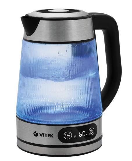 Изображение Электрический чайник VITEK VT-8825 (2200 Вт/1,8 л /стекло/прозрачный, черный, серебристый)