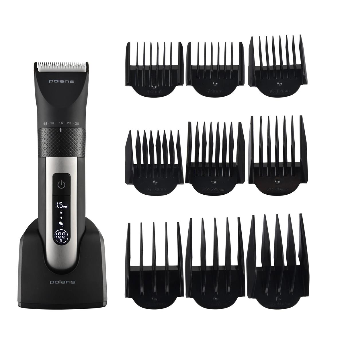 Изображение Машинка для стрижки бороды и усов, головы Polaris PHC-5200 (от аккум. , дисплей ), черный