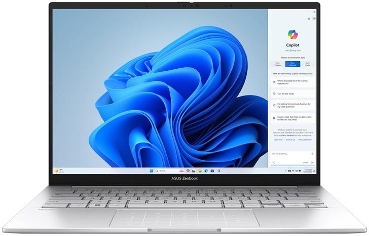 Изображение Ноутбук Asus Zenbook 14 UX3405CA-PP515W (Intel 285H 2900 МГц/ SSD 1024 ГБ  /RAM 16 ГБ/ 14" 2880x1800/VGA встроенная/ Windows 11 Home) (90NB14W2-M00R90)