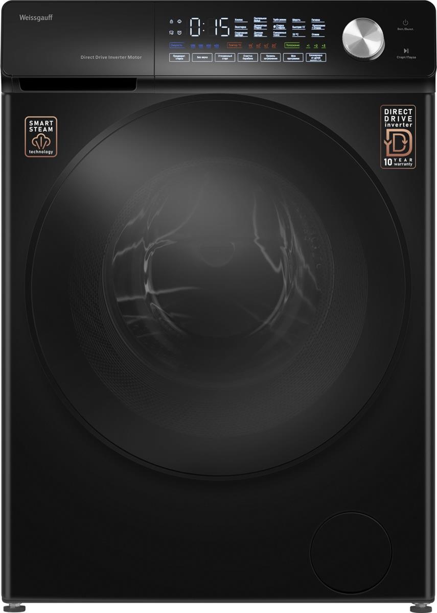 Изображение Стиральная машина Weissgauff WM 45126 Steam Direct Drive Matt Black, черный (фронтальная, 6 кг, 1200 об/мин )