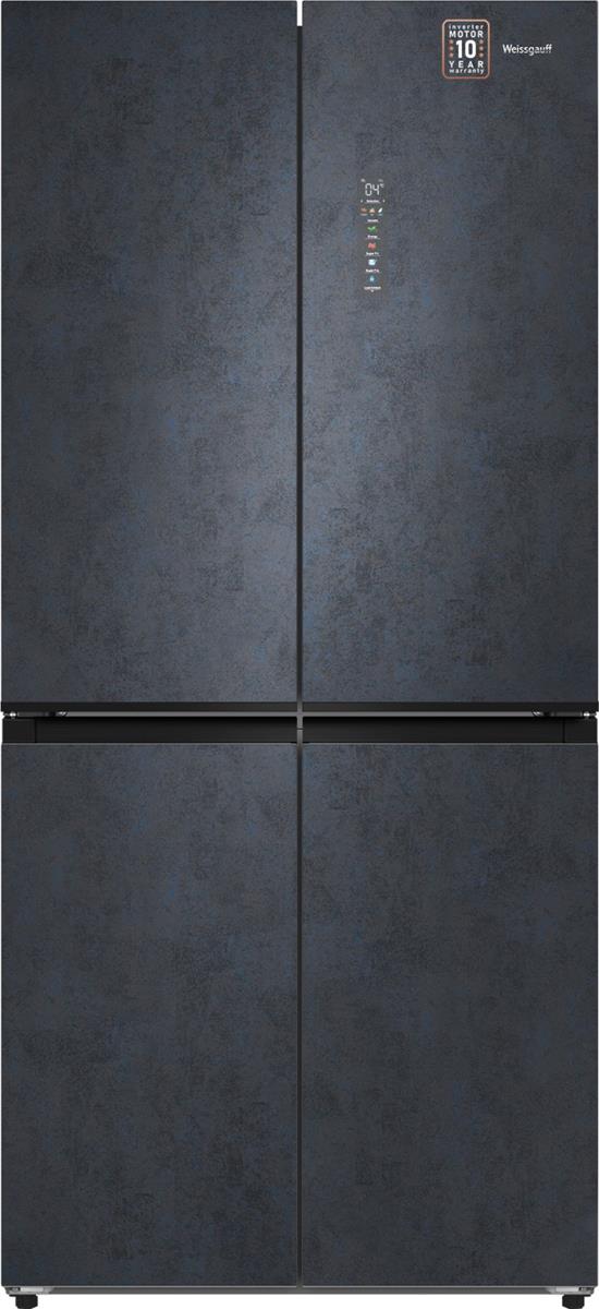 Изображение Холодильник Weissgauff WCD 450 Rock Glass NoFrost Inverter графитовый, синий (A+,324 кВтч/год)