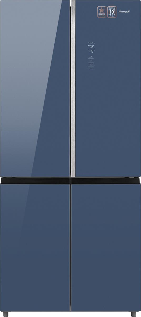 Изображение Холодильник Weissgauff WCD 590 Nofrost Inverter Premium EcoFresh Blue Glass синий (A++,314 кВтч/год)