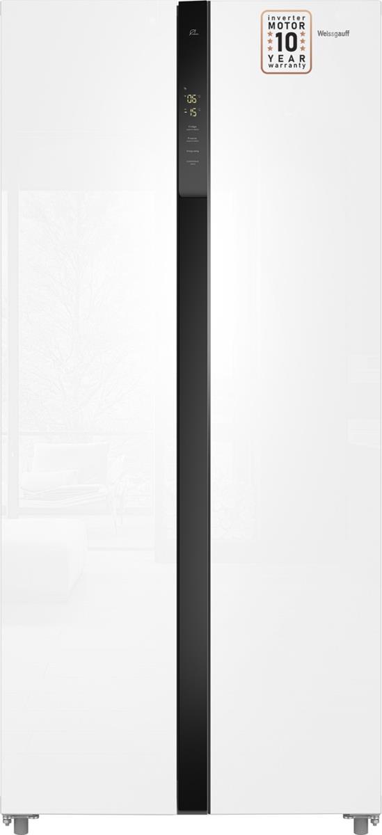 Изображение Холодильник Weissgauff WSBS 500 Inverter NoFrost White Glass белое стекло (A+,365 кВтч/год)