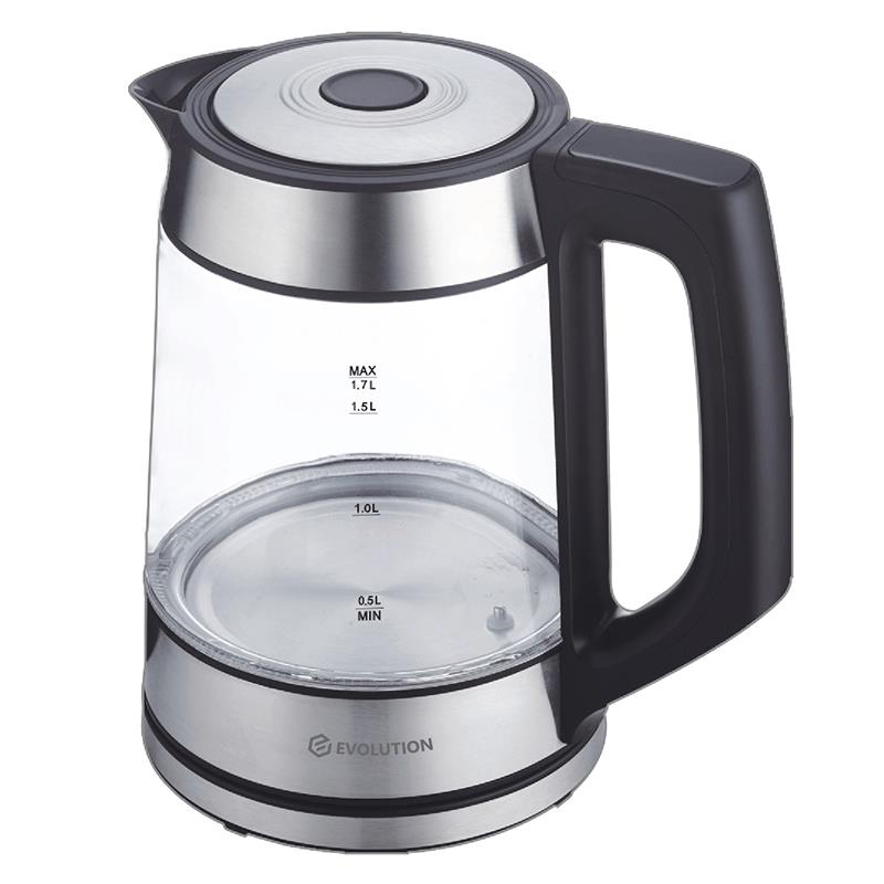 Изображение Электрический чайник EVOLUTION KG22171D (2200 Вт/1,7 л /стекло, металл, пластик/прозрачный, серебристый)