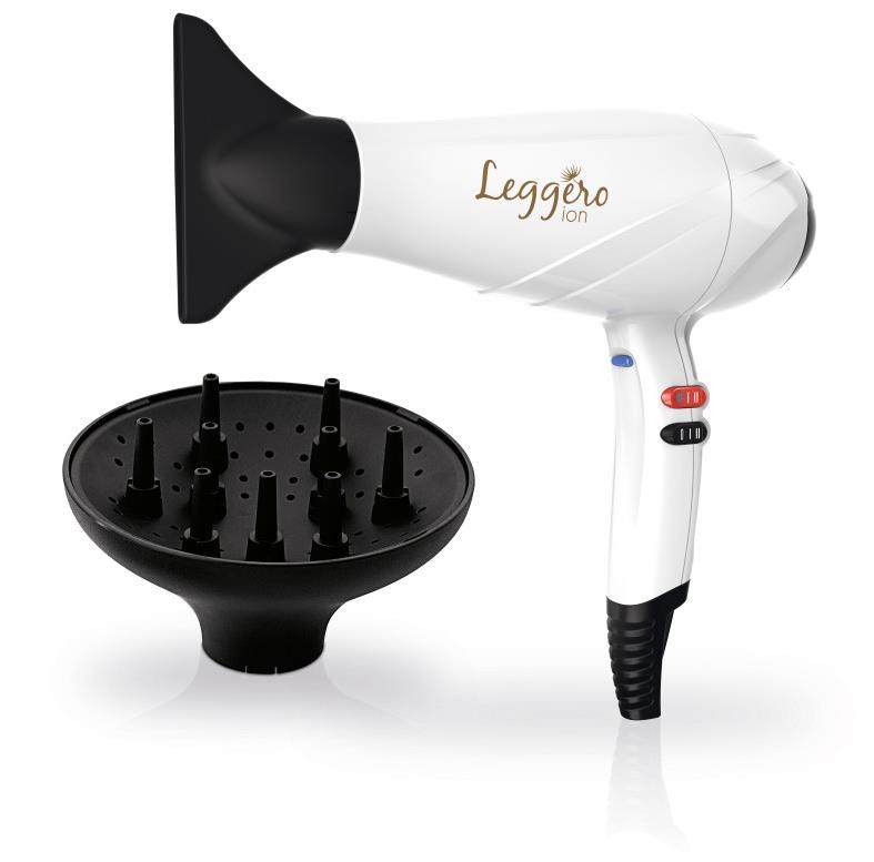 Изображение Фен GA.MA LEGGERO ION (2400 Вт /белый, черный)