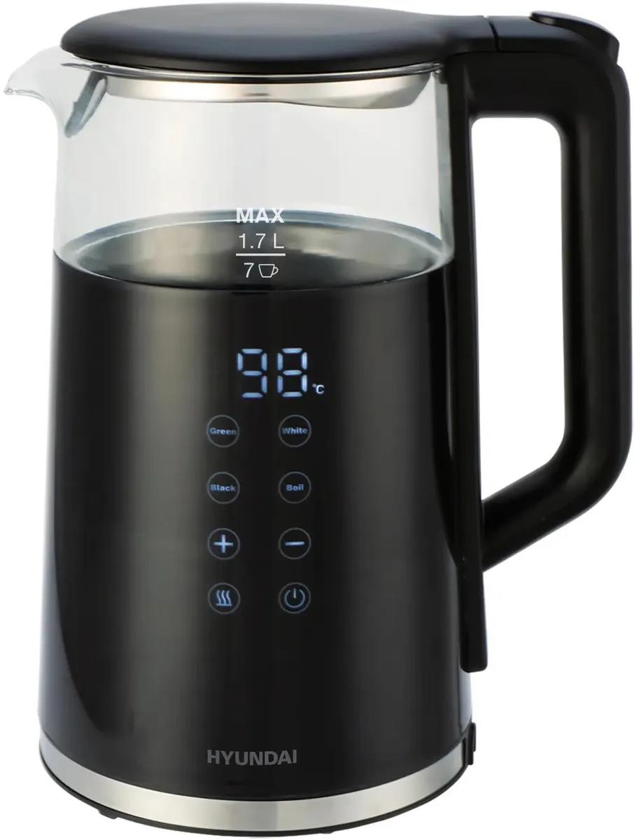 Изображение Электрический чайник Hyundai HYK-G5403 (2200 Вт/1,7 л /стекло/прозрачный, черный)