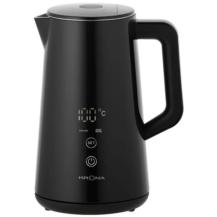 Изображение Электрический чайник Krona Digitaler (1800 Вт/1,5 л /пластик, нержавеющая сталь/черный)