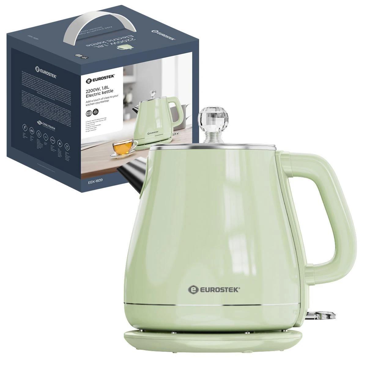 Изображение Электрический чайник Eurostek EEK-1839 (2200 Вт/1,8 л /пластик, нержавеющая сталь/салатовый)