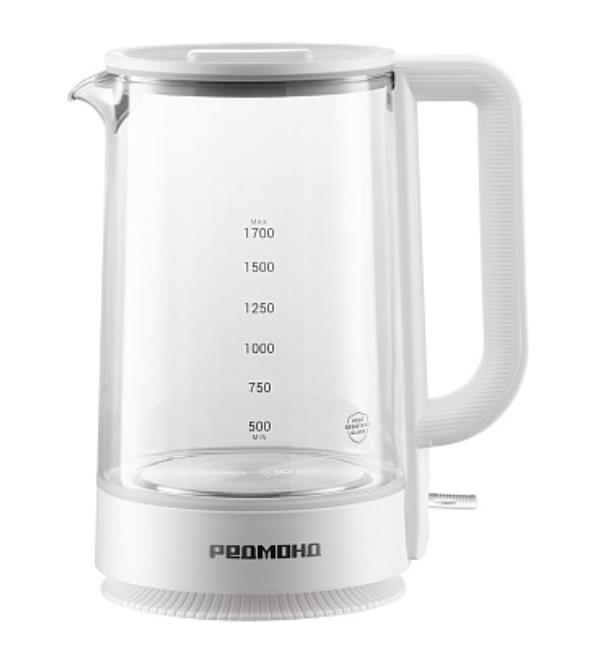 Изображение Электрический чайник REDMOND KG-272 (2200 Вт/1,7 л /стекло, пластик/прозрачный, белый)