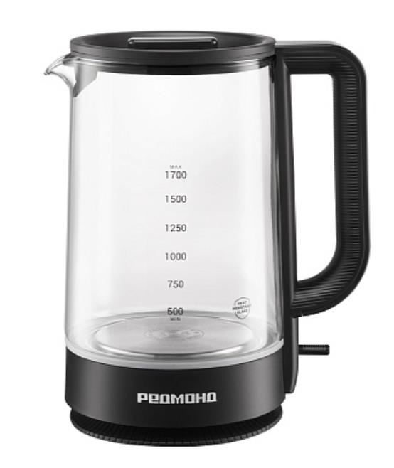 Изображение Электрический чайник REDMOND KG-272 (2200 Вт/1,7 л /стекло, пластик/прозрачный, черный)