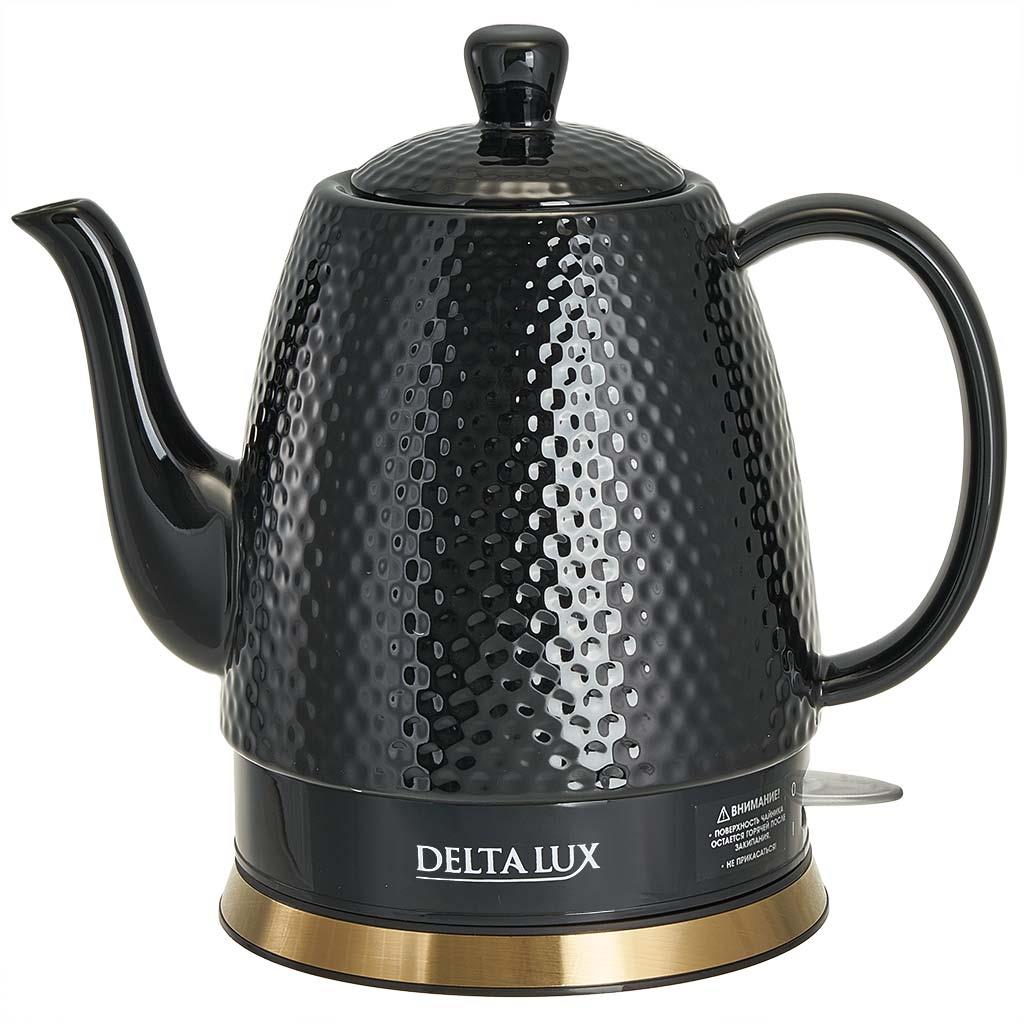 Изображение Электрический чайник DELTA LUX DE-1021 (1500 Вт/1,5 л /фарфор/черный)