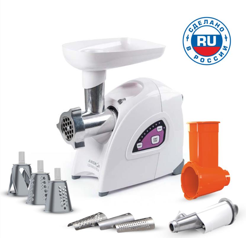 Изображение Мясорубка Аксион М 642.02 (2000 Вт /3 кг/мин/белый)